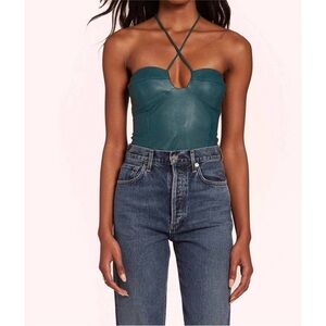 Amanda Uprichard Greca Bodysuit in Pine